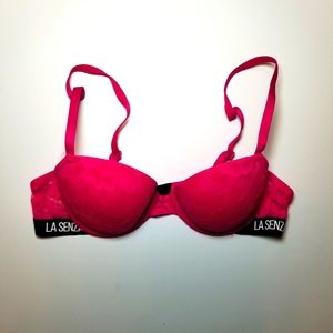 La Senza Remix Lace Balconette Bra Pink and Black